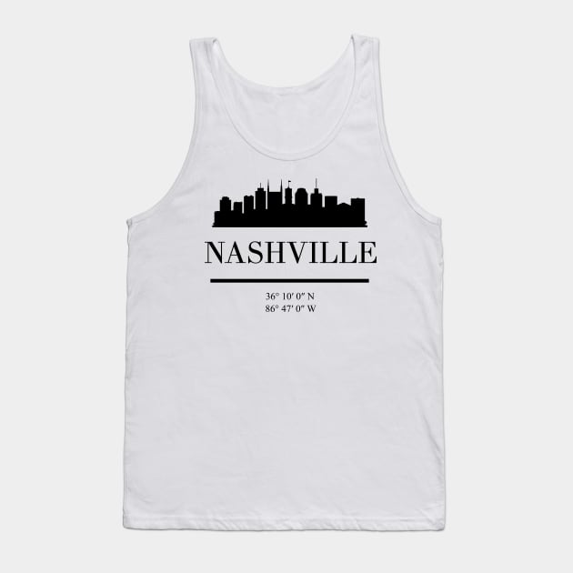 NASHVILLE TENNESSEE BLACK SILHOUETTE SKYLINE ART Tank Top by deificusArt